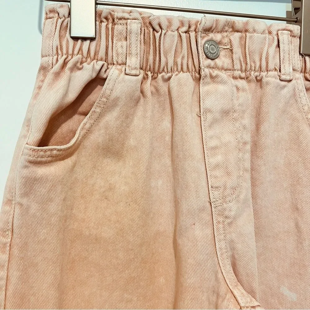 H&M Girl’s Relaxed Fit Elastic Waist Pull-on Jeans Pink Acid Washed Size 10